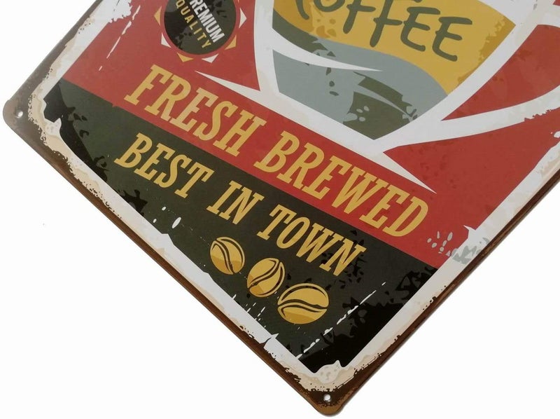 ERLOOD Coffee Shop Hot Coffee Vintage Metal Tin Sign Poster Home Plaque Poster Wall Art Pub Bar Decor 12 X 8 - Image 3